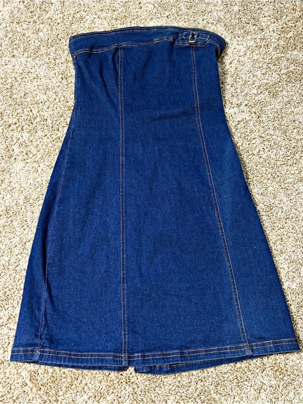 Y2K California Concepts Strapless Denim Tube Dress in Dark Blue